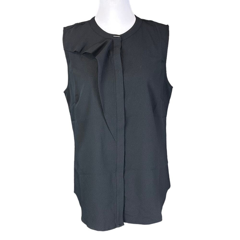 Elizabeth & Clarke Sleeveless Flounce Top with StainTech Black Size 10 NEW